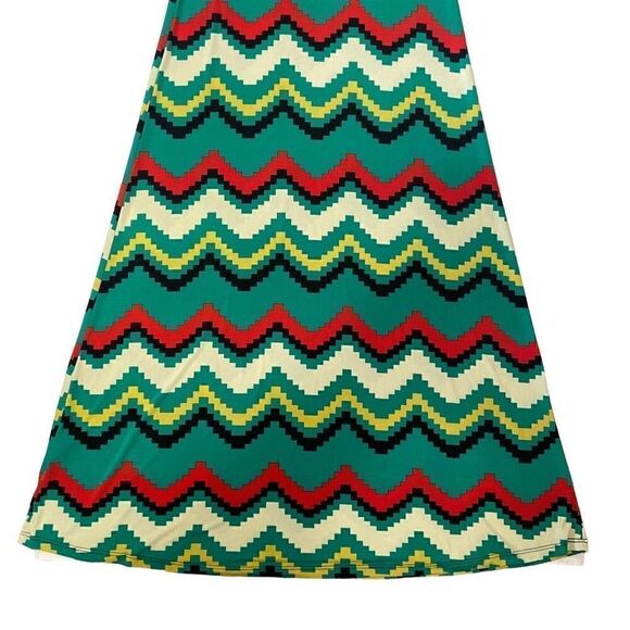 Moa Maxi Skirt Green Red Yellow Cream Digital Chevron Skirt Size Small - Picture 3 of 7